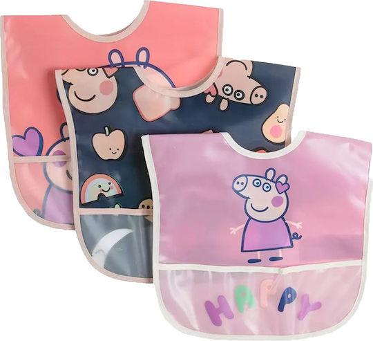 Cool Club Waterproof Plastic Baby Bib with Elastic Neck Opening with Pocket 3pcs