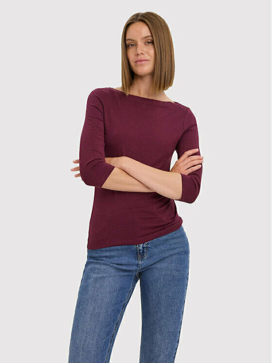 Vero Moda Panda Дамска Блуза с 3/4 Ръкав Бордо