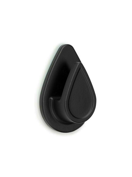 Inofix Water Drop Άγκιστρο Μπάνιου Μονό με Αυτοκόλλητο ​5.2x1.6cm Μαύρο