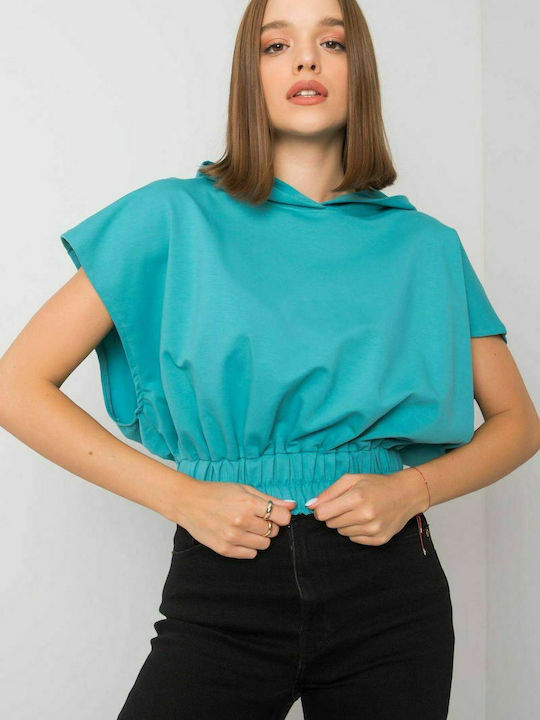 Fancy Women's Summer Crop Top Cotton Sleeveless Turquoise