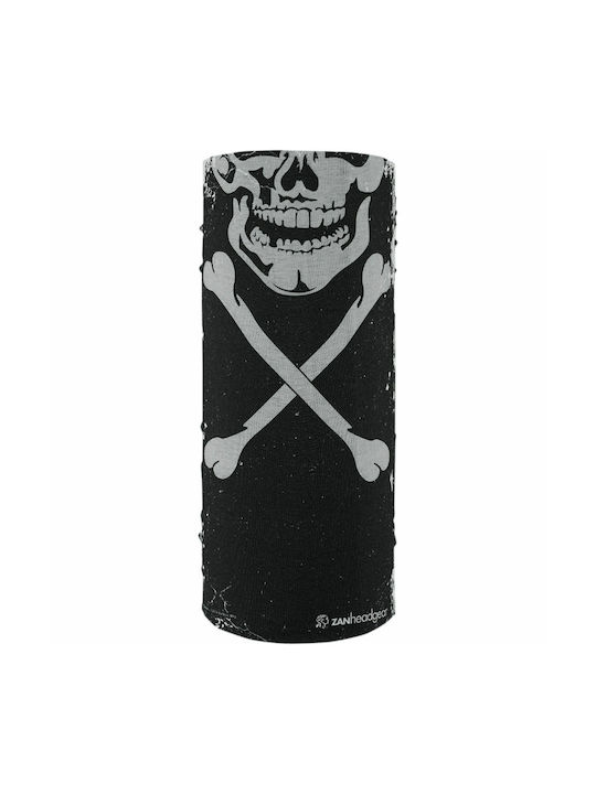 Zan Headgear Motley Tube Skull Xbones All Weather Motorcycle Rider Neck Warmer made of Polyester Black Color