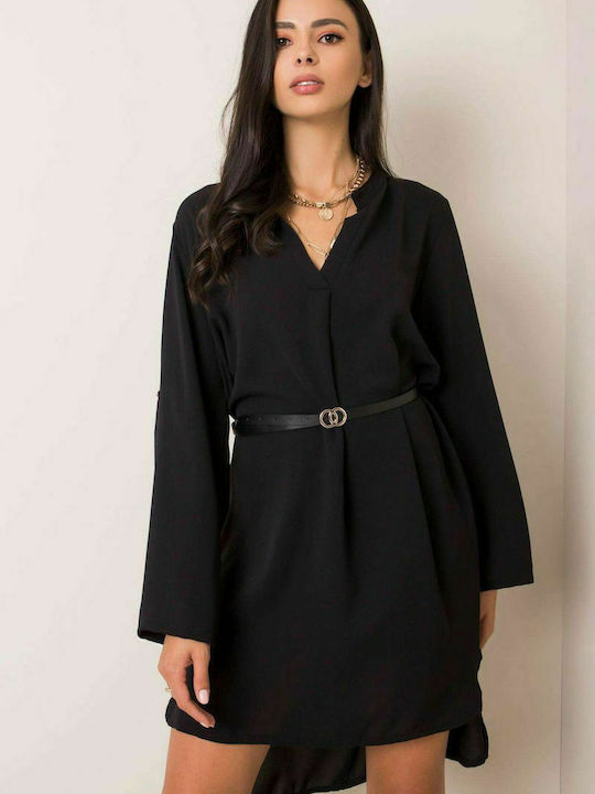 Italy Moda Mini All Day Φόρεμα Μακρυμάνικο Μαύρο