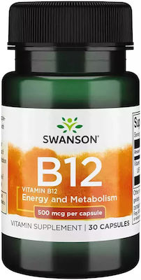 Swanson Vitamin B12 Βιταμίνη για την Υγεία του Νευρικού Συστήματος 500mcg 30 κάψουλες