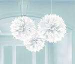 Fluffy Decorative White 40.6cm 3pcs..