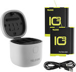 Telesin 3-slot Waterproof Charger Box + 2 Batteries GP-BTR-905-GY-B for GoPro