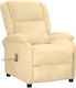 Πολυθρόνα Relax Massage με Υποπόδιο Βελούδινη Κρεμ 70x93x98cm