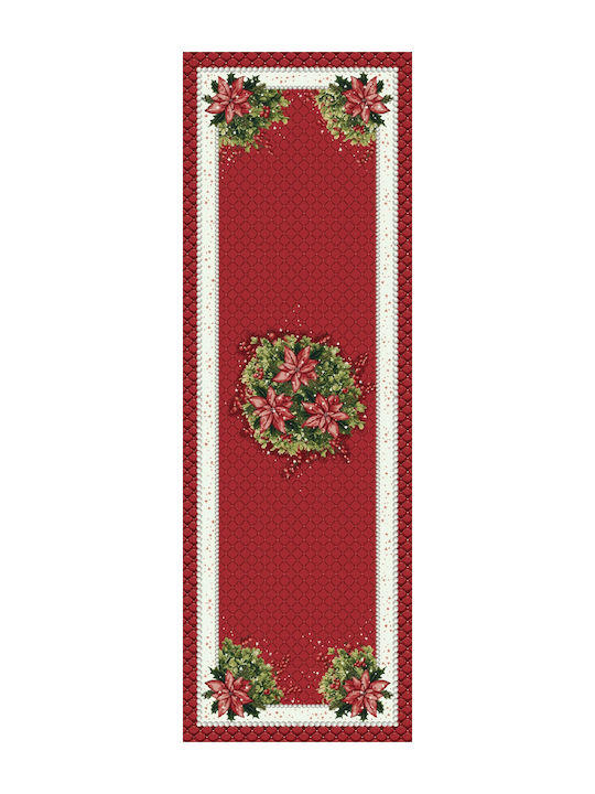 Vassiliadis Bros Reine Lurex Weihnachts- Tischtuch Läufer Stoff Rot B100xH40cm. 1Stück