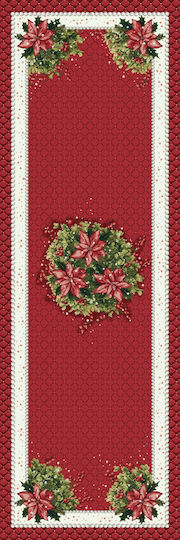 Vassiliadis Bros Reine Lurex Christmas Tablecloth Runner Fabric Red L100xW40cm.