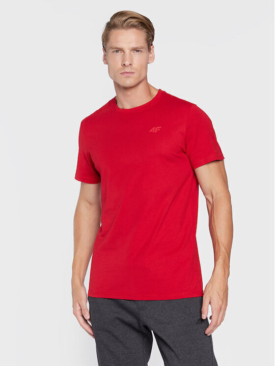 4F Ανδρικό T-shirt Κόκκινο Μονόχρωμο