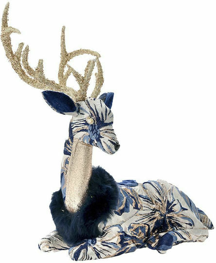 Iliadis Weihnachtliche Stoff Figur Hirsche Blau Höhe 41cm Sitzend