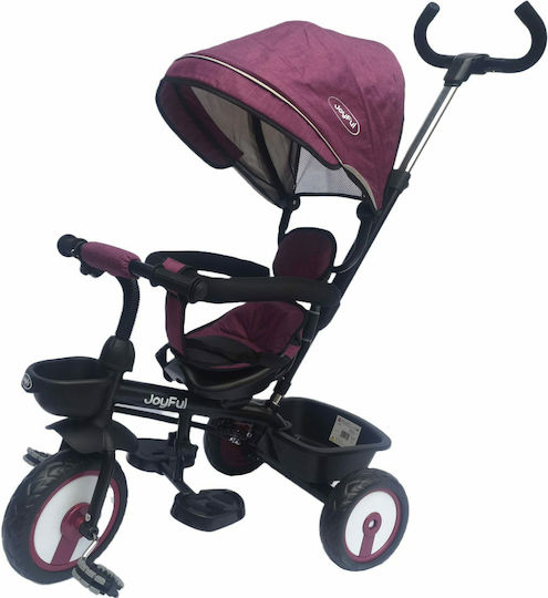 Joyful Kids Kids Tricycle with Parental Handle for 2+ Years Purple