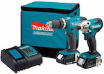 Makita Set Mașină de găurit cu impact & Șurubelniță cu impact 18V cu 2 baterii 3Ah și husă