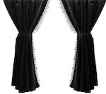 Set of Velvet Curtains 2 Pieces for Volvo Scania Daf Mercedes Man Iveco Renault - Black