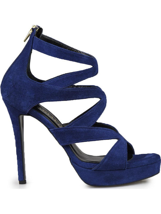 Suede Sandalen Marineblau