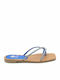 Leather Women's Flat Sandals in Blue Color