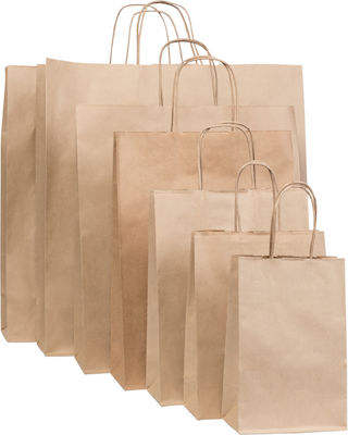Paper Kraft Bags with Handle Beige 22x18x8cm 300pcs 2200