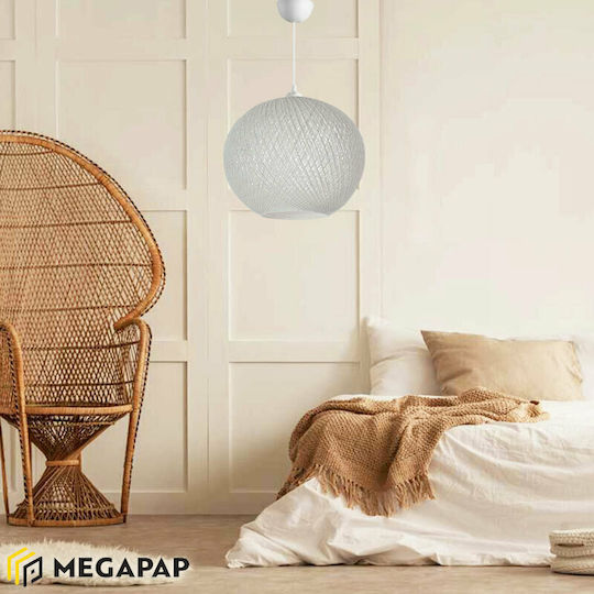 Megapap Gibson Висящо Осветително Тяло Бял Топка с Цокъл E27 30x23x70см.