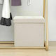 Hocker Für das Wohnzimmer Klappbar Mit Stauraum Gepolstert mit Stoff White Cream 38x38x38cm