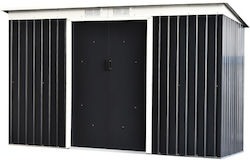 Metallic Galvanized Garden Warehouse with Double-Leaf Door & Air Vent Black L2.8xW1.3xH1.72cm