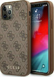 Guess Metal Gold Logo Plastic Back Cover Brown (iPhone 12 / 12 Pro)