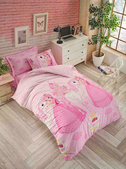 Mc Decor Kinderbettlaken Set Baumwolle Princess Horse Rosa 170x240cm 3 Stück