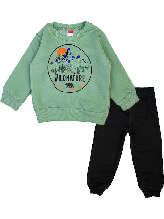 Kinder Sweatpants Set - Jogginganzug Grün 2Stück Wild Nature