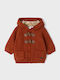 Kinderstrickjacke Baumwolle mit Kapuze Braun