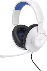 JBL Quantum 100P Über Ohr Gaming-Headset mit Verbindung 3,5mm Λευκό/Μπλέ für PS4 / PS5