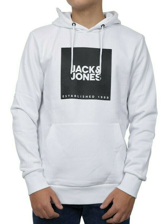 Jack & Jones Men's Sweatshirt with Hood and Pockets White / Big Scan