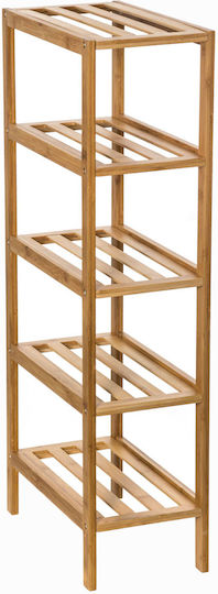 Επιδαπέδια Ραφιέρα Μπάνιου Bamboo με 5 Ράφια 32x18.5x77.5cm Καφέ