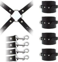 Guilty Pleasure Leather Hog Tie Cuff Set Σετ για Δέσιμο Άκρων Black