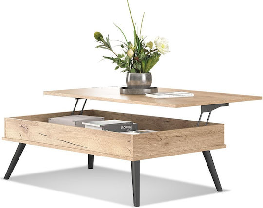 Rechteckiges Zentral Kaffeetisch N22 Holz mit Hebemechanismus Melde M119xB66,5xH41cm