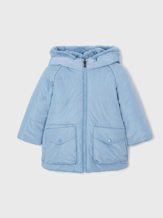 Ecofriends Kids Quilted Short Coat with Hood Light Blue
