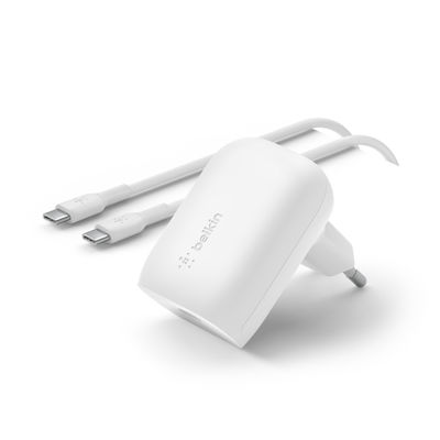 Belkin Charger with USB-C Port and Cable USB-C - USB-C 30W Power Delivery Whites (Boost Charge)