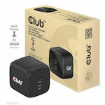 Club3D Φορτιστής Χωρίς Καλώδιο με 2 Θύρες USB-C 45W Power Delivery Μαύρος (PPS)