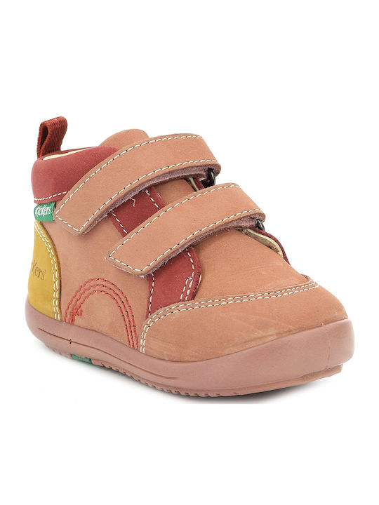 Kickers Lederne Kinderstiefeletten mit Klettver...