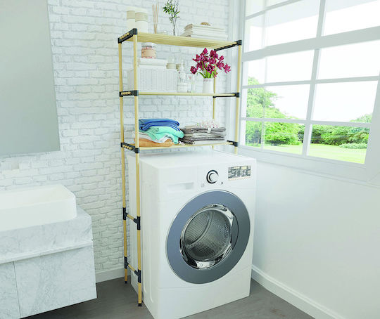 Homeplus Boden Badezimmerregal Metallisch mit 3 Regalböden 69x28x159cm Weiß