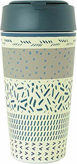 Chic Mic Bioloco Plant Deluxe Tribal Recyclable Glass Thermos Stainless Steel BPA Free 420ml Green
