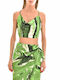 Milkwhite Women's Summer Crop Top with Straps & V Neckline Green