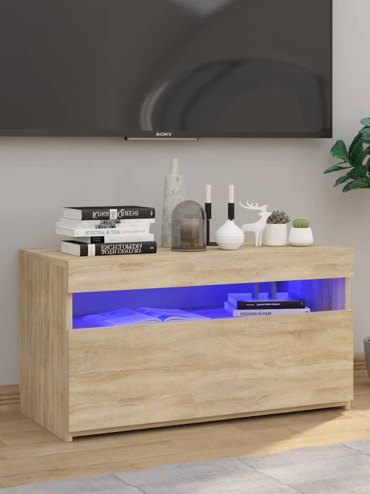 Έπιπλο Τηλεόρασης με Φωτισμό LED Μπεζ Μ75xΠ35xΥ40cm