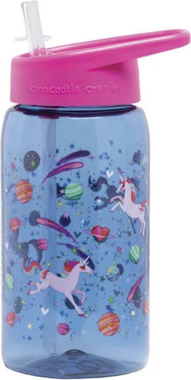 Crocodile Creek Kinderflasche Einhorn Kunststoff mit Strohhalm Rosa 450ml