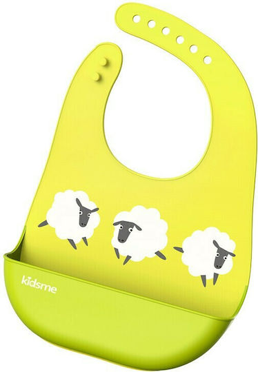 Kidsme Easy Clean Waterproof Лигавник Пластмаса с бутон & Джоб Зелена за 6 за електронен магазин в категорията "Гризалки и облекчение при изрязване на зъби"