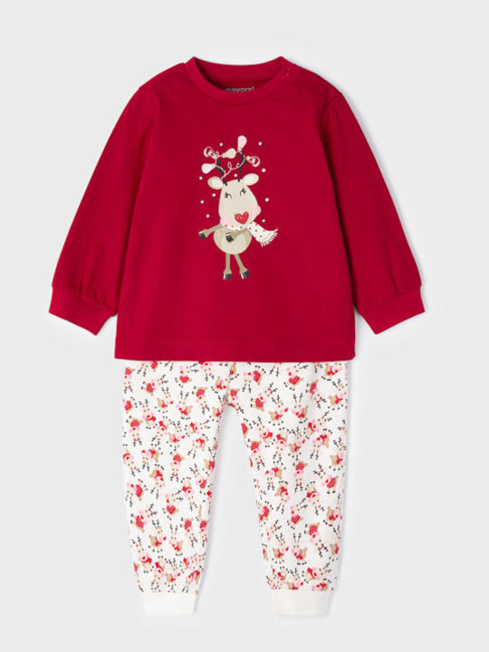 Mayoral Kids' Pajamas Winter Cotton Red Ecofriends