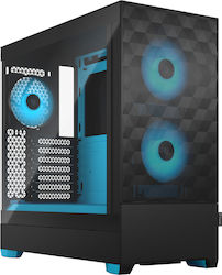 Fractal Design Pop Air Gaming Mini Tower Computer Case with Window Panel and RGB Lighting RGB Cyan Core