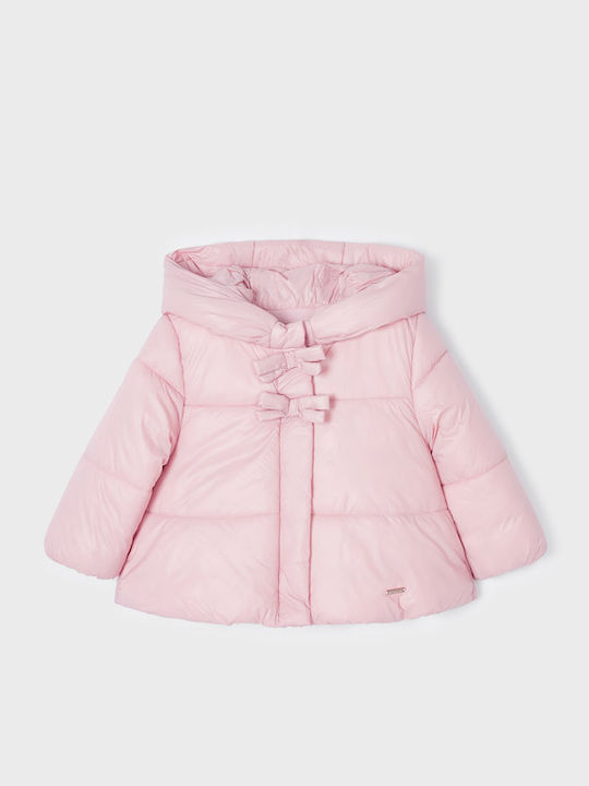 Kids' Quilted Jacket Short with Hood Pink Ecofriends