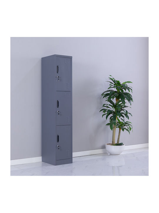 Dulap Metalic cu 3 Dulapuri Antracit Checkmate 38x45x180cm