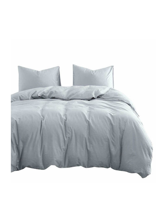 MayHome Duvet Cover Set Cotton Semi-double with Pillowcase 180x240 Grey Light