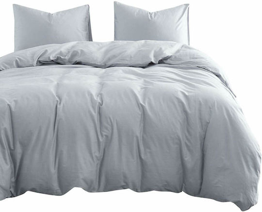 MayHome Duvet Cover Set Cotton Semi-double with Pillowcase 180x240 Grey Light