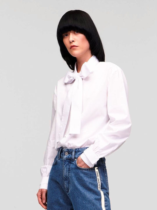 Karl Lagerfeld Women's Monochrome Long Sleeve Shirt White