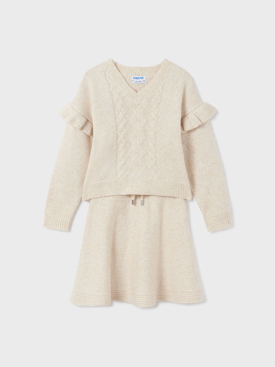 Mayoral Kids Set with Skirt Winter 2pcs Beige